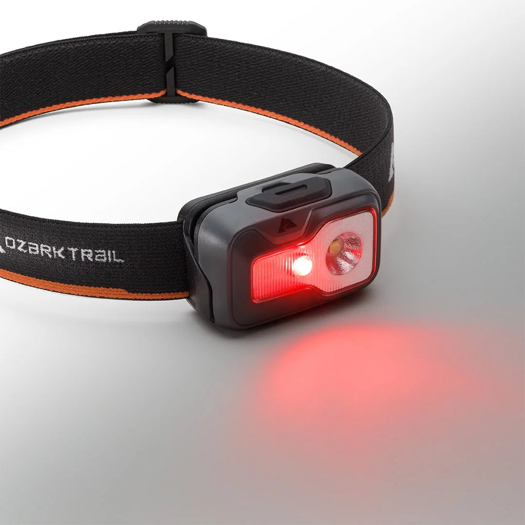 500 Lumen LED Headlamp – Multi-Color, Lightweight, Water Resistant, 4 Modes, 3 AAA Batteries Included – Gray/Orange