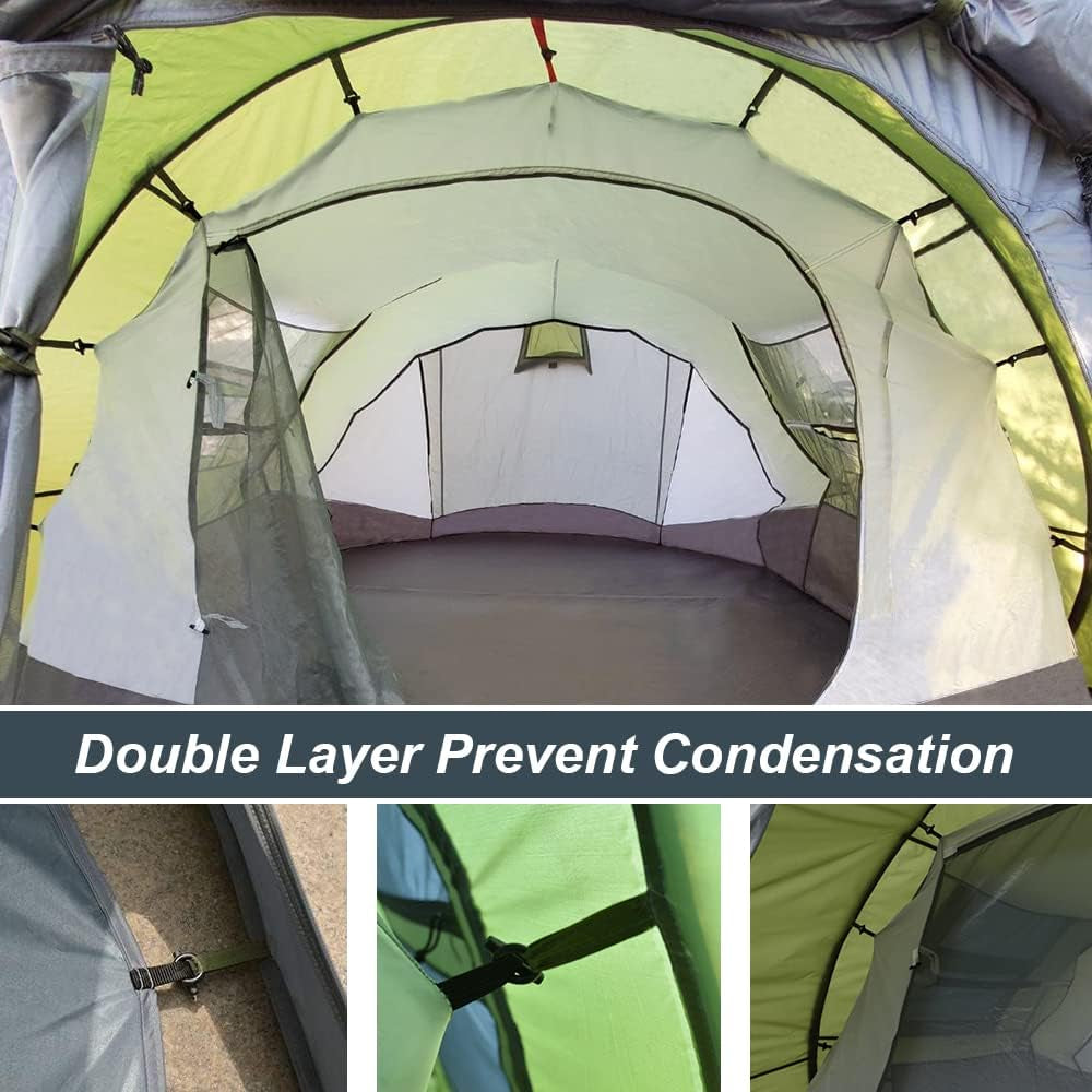 6 Person Easy Pop up Tents for Camping -  Double Layer Waterproof Instant Tent with Vestibule & Porch, Large Size Family Tent Automatic Setup for 4-6 People Camping Hiking (Poles Included)