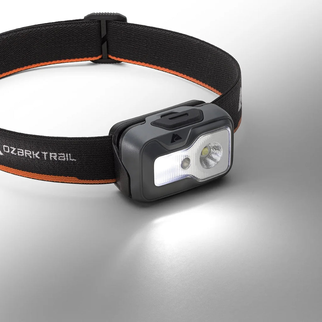 500 Lumen LED Headlamp – Multi-Color, Lightweight, Water Resistant, 4 Modes, 3 AAA Batteries Included – Gray/Orange