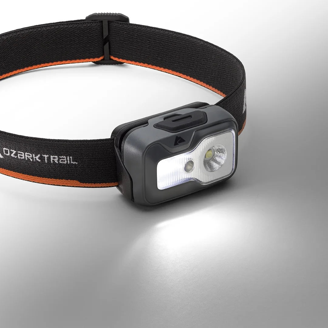 500 Lumen LED Headlamp – Multi-Color, Lightweight, Water Resistant, 4 Modes, 3 AAA Batteries Included – Gray/Orange