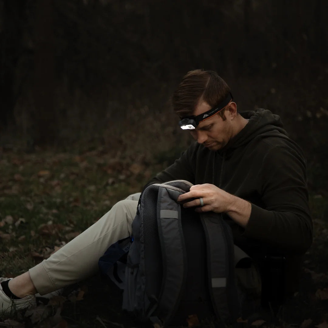 500 Lumen LED Headlamp – Multi-Color, Lightweight, Water Resistant, 4 Modes, 3 AAA Batteries Included – Gray/Orange