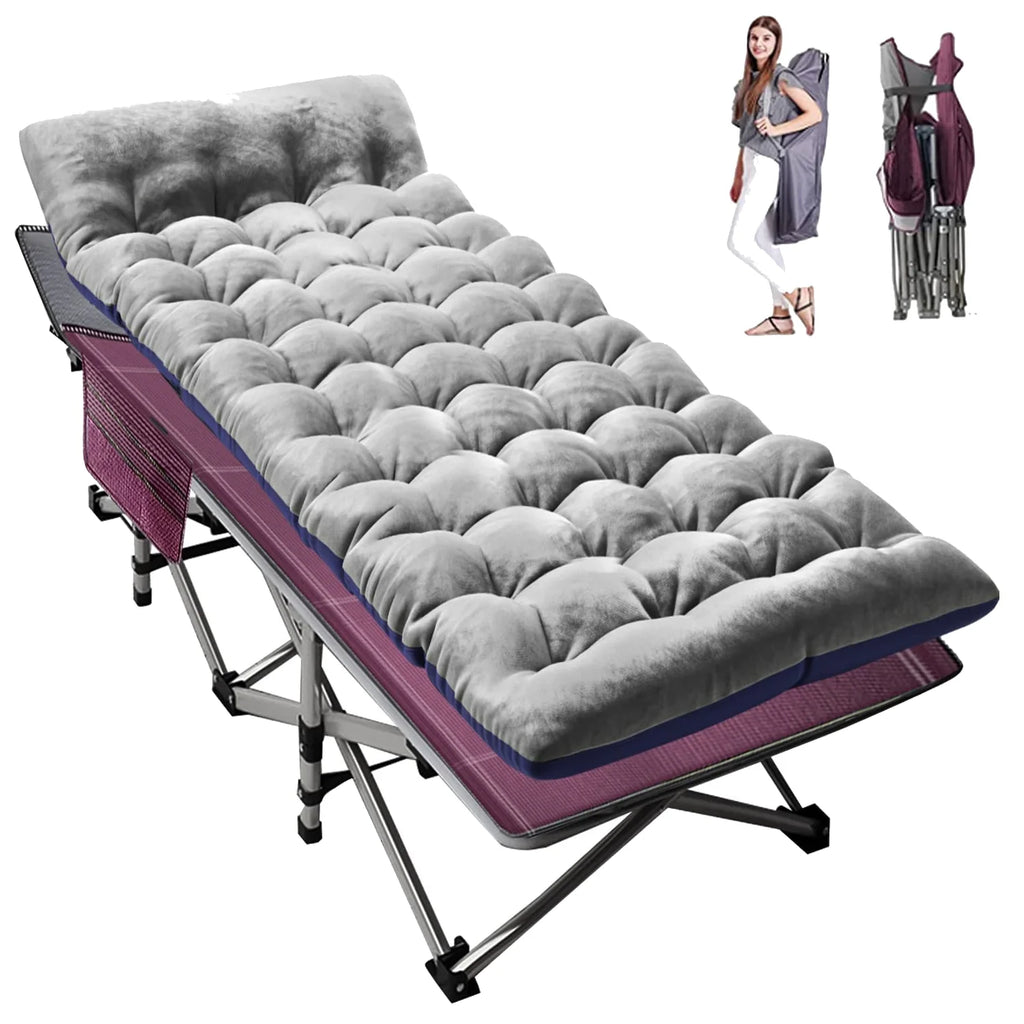 XL 2 Packs Folding Camping Cots with 2 Sided Mattress & Carry Bag, 75"*28" Sleeping Cot, Foldable Guest Beds Cot, Supports up to 880 Lbs