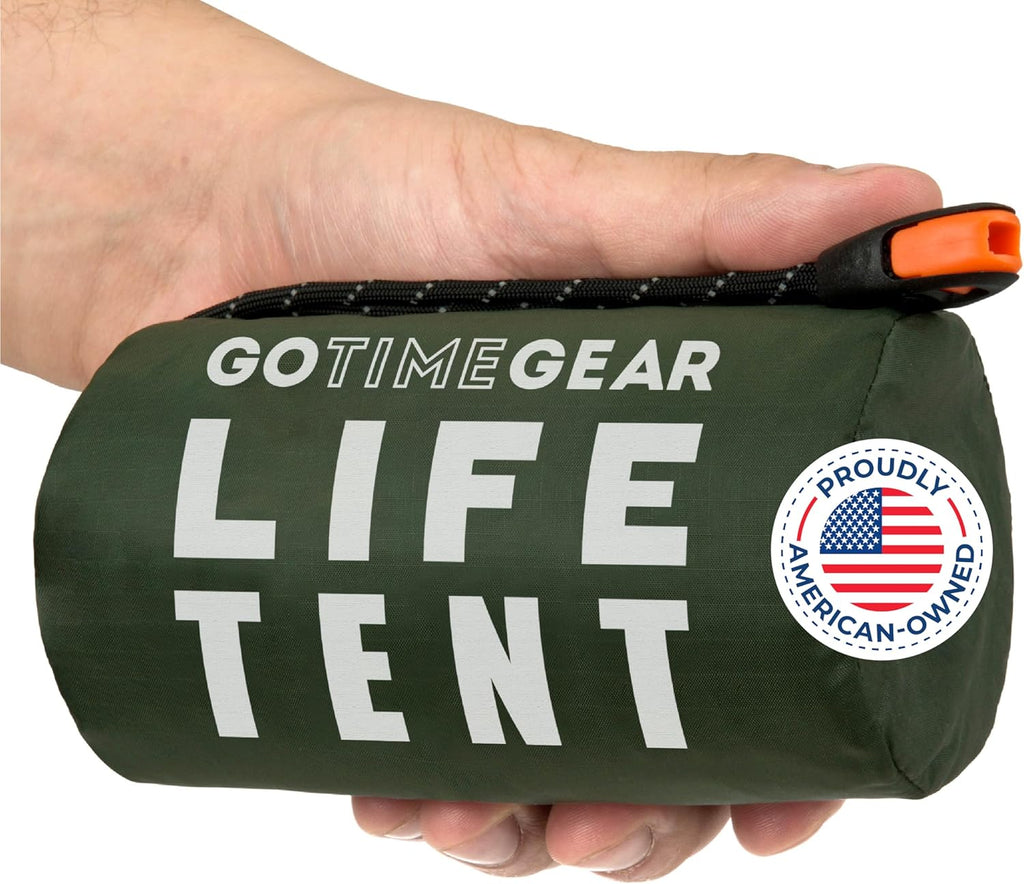 Survival Life Tent • 2 Person Mylar Emergency Shelter Tube Tent + Paracord • All-Weather Protection for Camping, Hiking, & Survival Kits • Includes Emergency Whistle