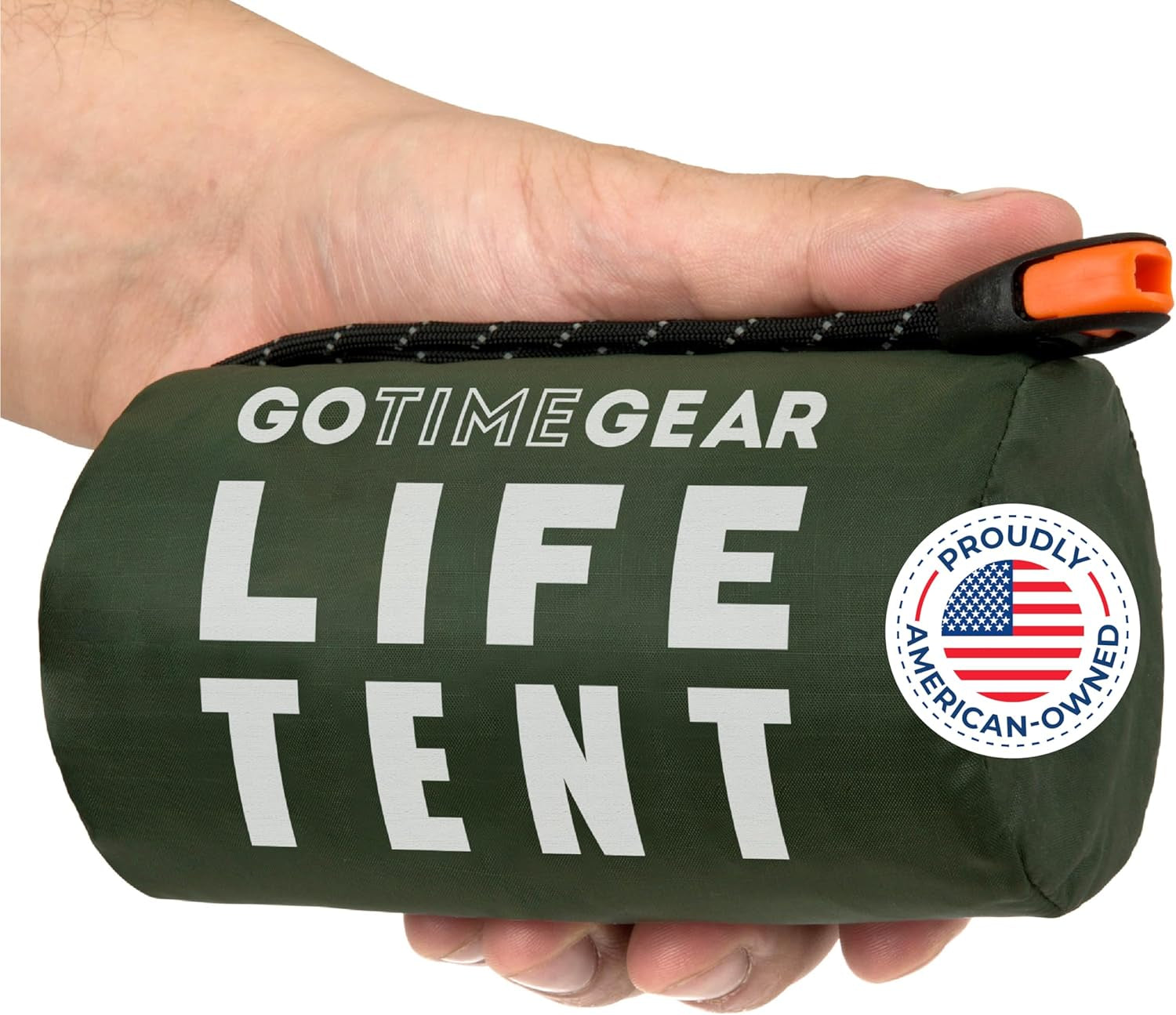 Survival Life Tent • 2 Person Mylar Emergency Shelter Tube Tent + Paracord • All-Weather Protection for Camping, Hiking, & Survival Kits • Includes Emergency Whistle