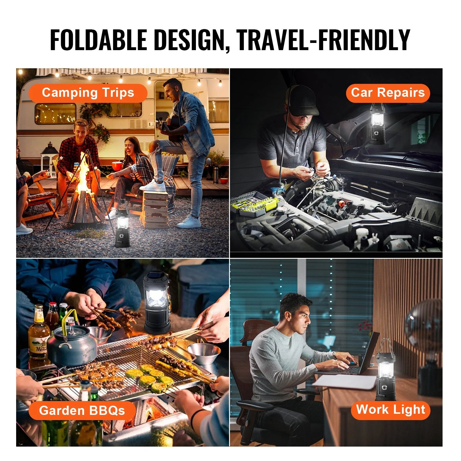 LED Camping Lanterns Portable Rechargeable Lights as Battery Bank 4 Pcs