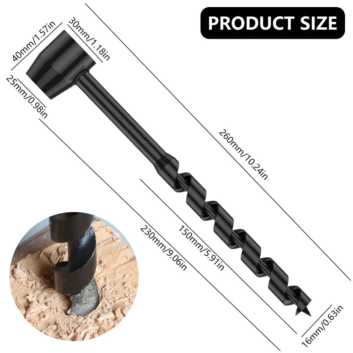 Bushcraft Hand Drill Carbon Steel Manual Auger Drill Portable Manual Survival Drill Bit Self-Tapping Survival Wood Punch Tool