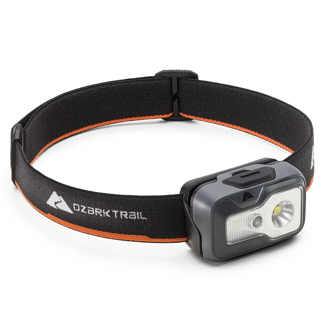 500 Lumen LED Headlamp – Multi-Color, Lightweight, Water Resistant, 4 Modes, 3 AAA Batteries Included – Gray/Orange