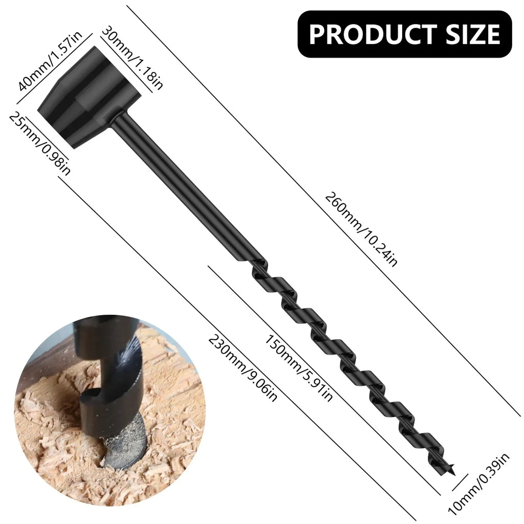 Bushcraft Hand Drill Carbon Steel Manual Auger Drill Portable Manual Survival Drill Bit Self-Tapping Survival Wood Punch Tool