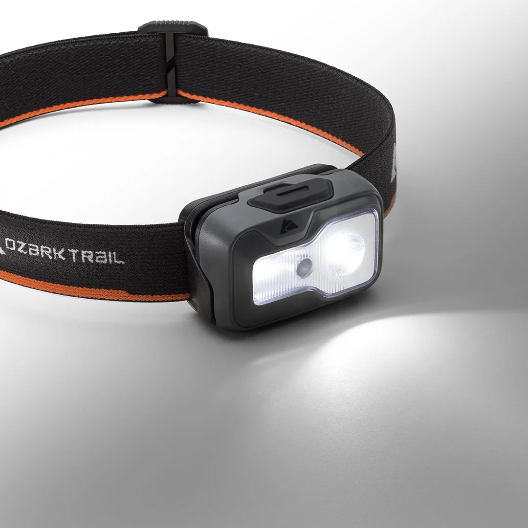 500 Lumen LED Headlamp – Multi-Color, Lightweight, Water Resistant, 4 Modes, 3 AAA Batteries Included – Gray/Orange