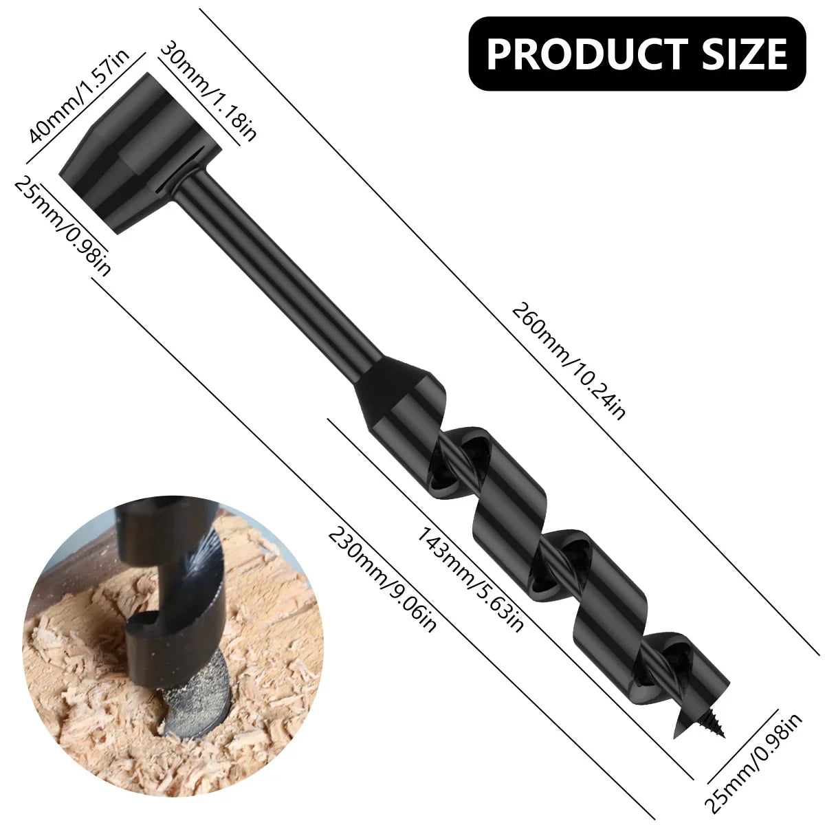 Bushcraft Hand Drill Carbon Steel Manual Auger Drill Portable Manual Survival Drill Bit Self-Tapping Survival Wood Punch Tool