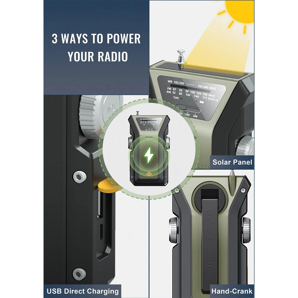EverTrail Emergency Radio — Solar &amp; Hand Crank, 2000mAh