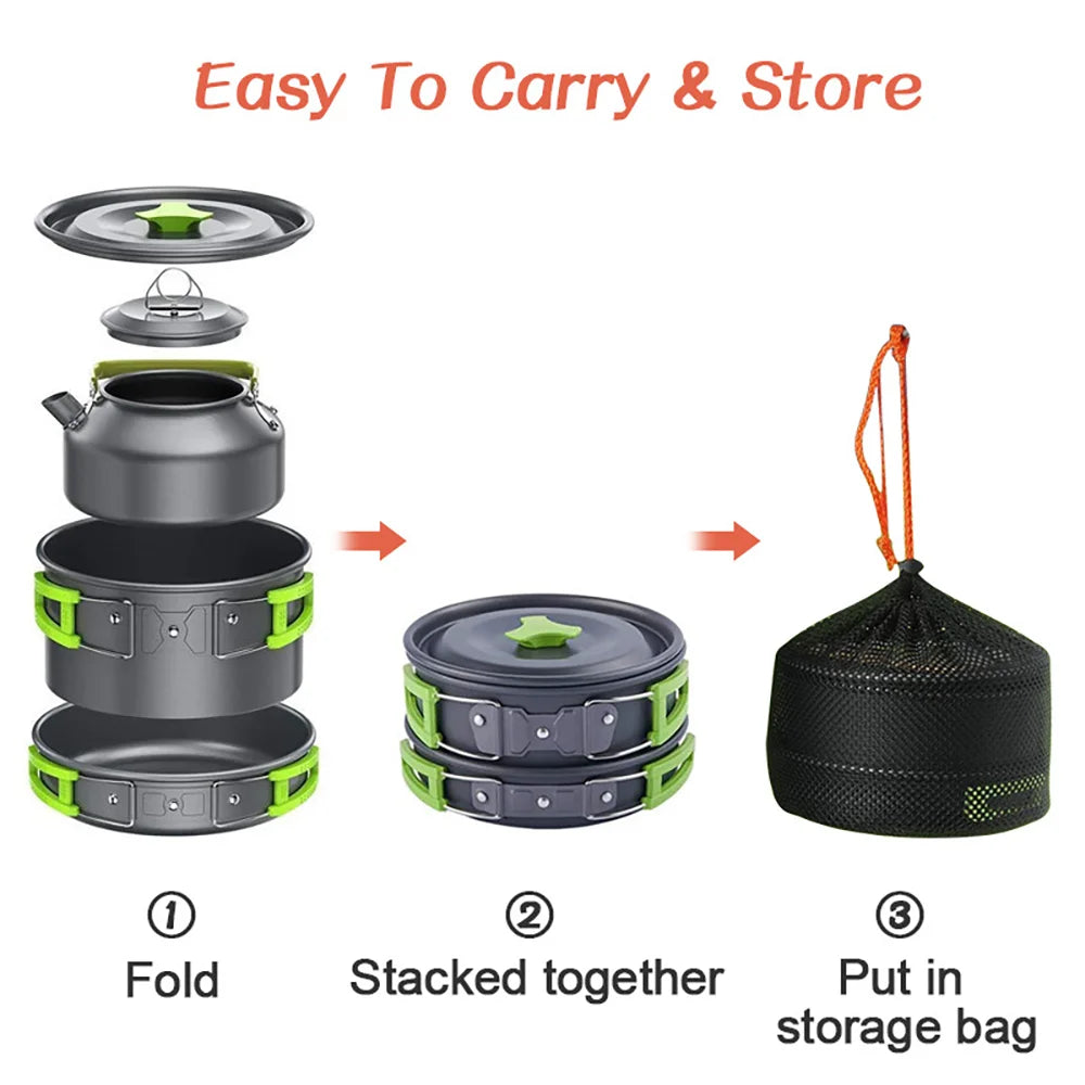 EverTrail Cookware Set — 2-3 Person, Kettle + Pot + Pan