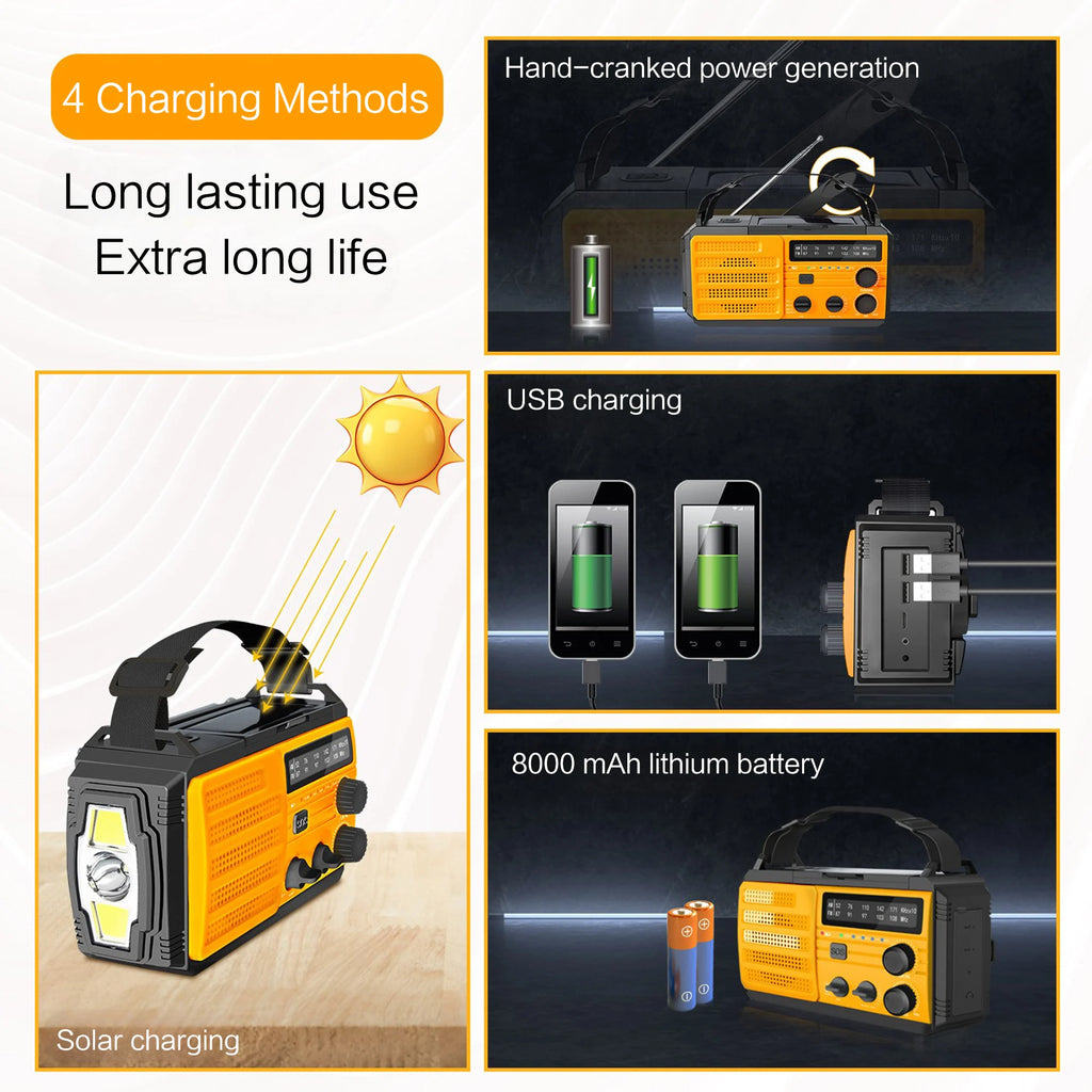 EverTrail Emergency Radio — Solar &amp; Hand Crank, 2000mAh