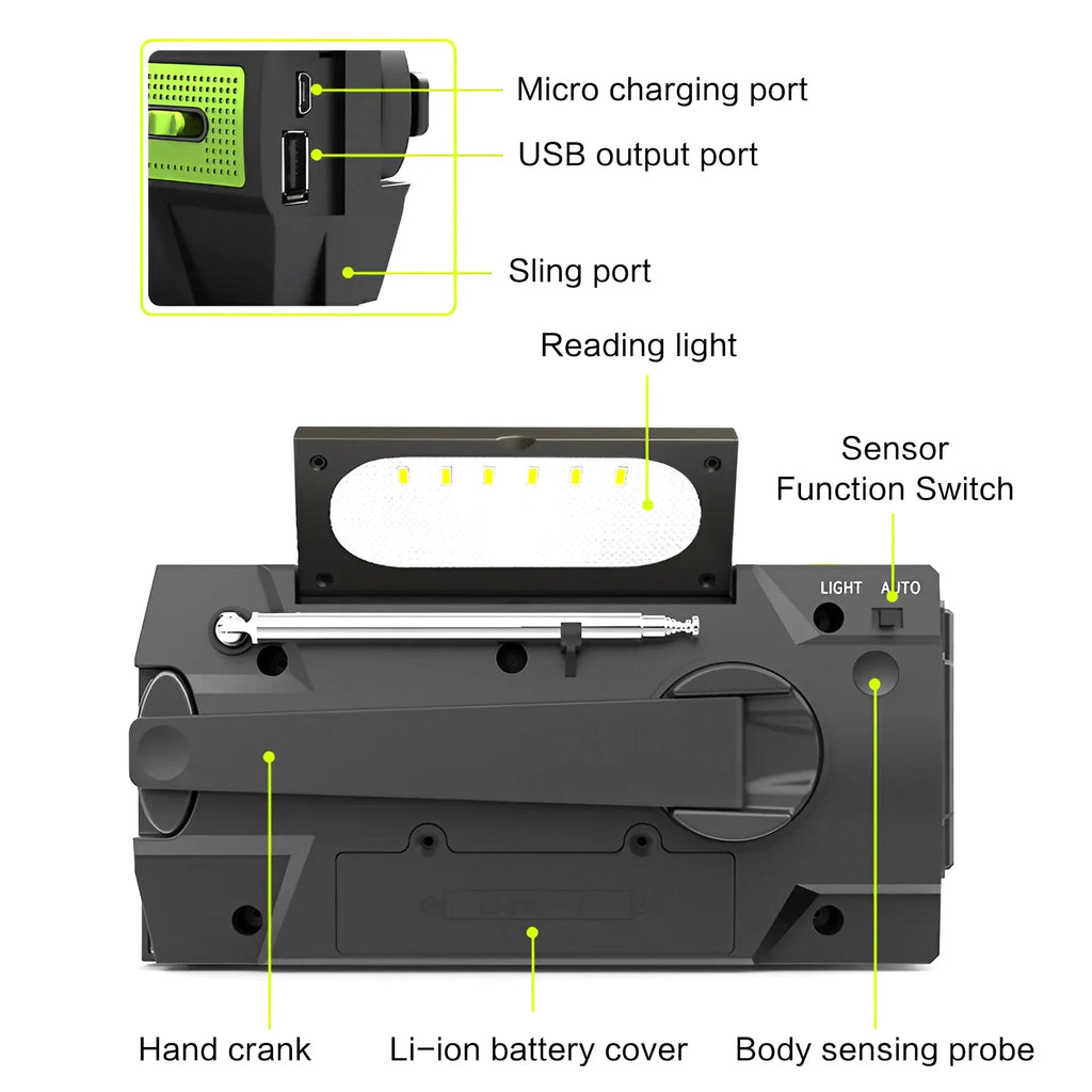 EverTrail Emergency Radio — Solar &amp; Hand Crank, 2000mAh
