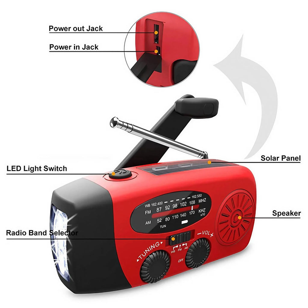 EverTrail Emergency Radio — Solar &amp; Hand Crank, 2000mAh