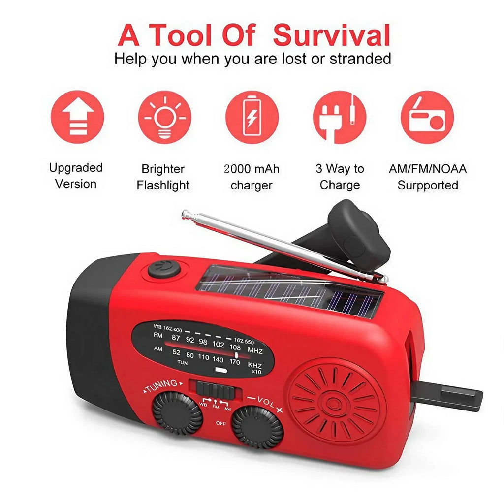 EverTrail Emergency Radio — Solar &amp; Hand Crank, 2000mAh