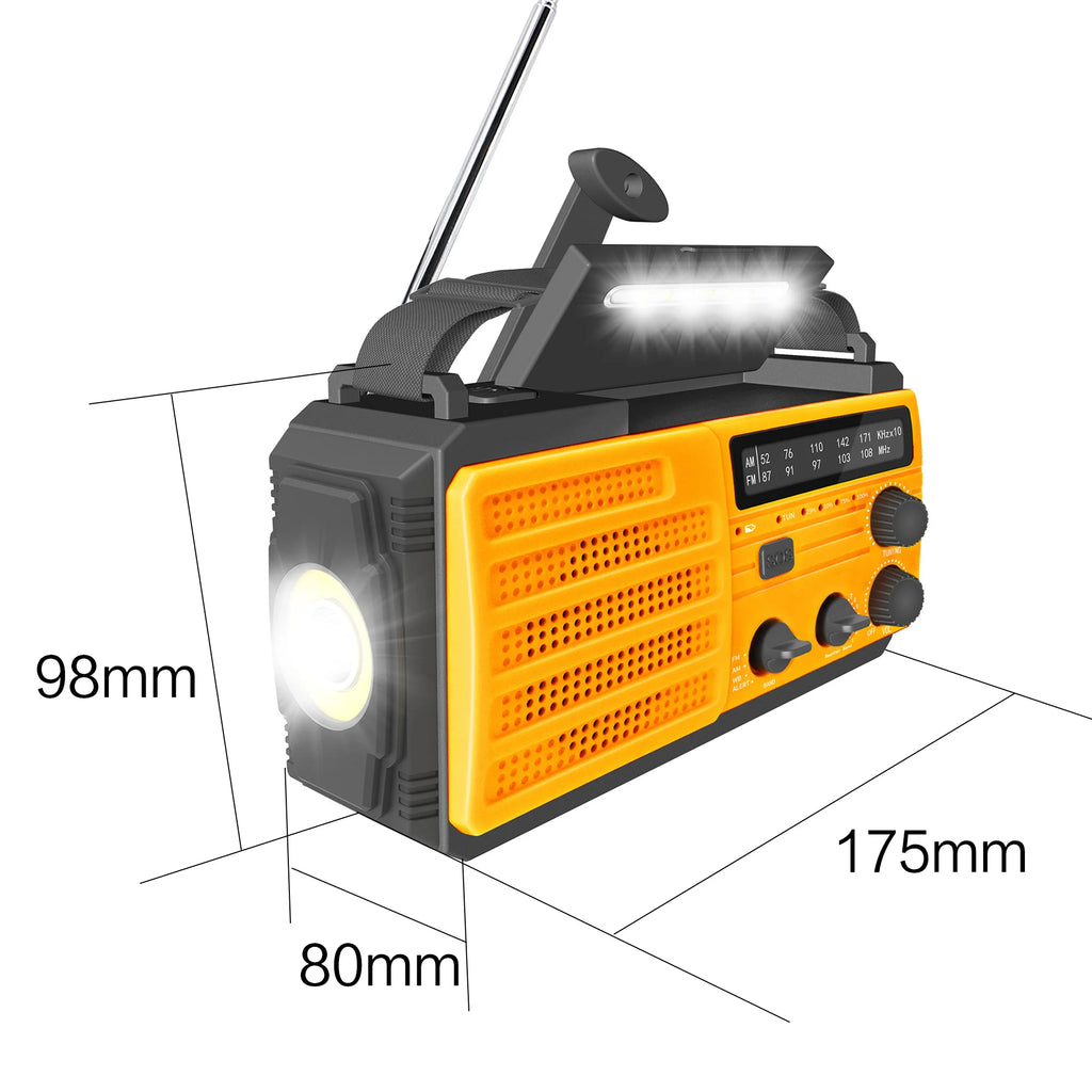EverTrail Emergency Radio — Solar &amp; Hand Crank, 2000mAh