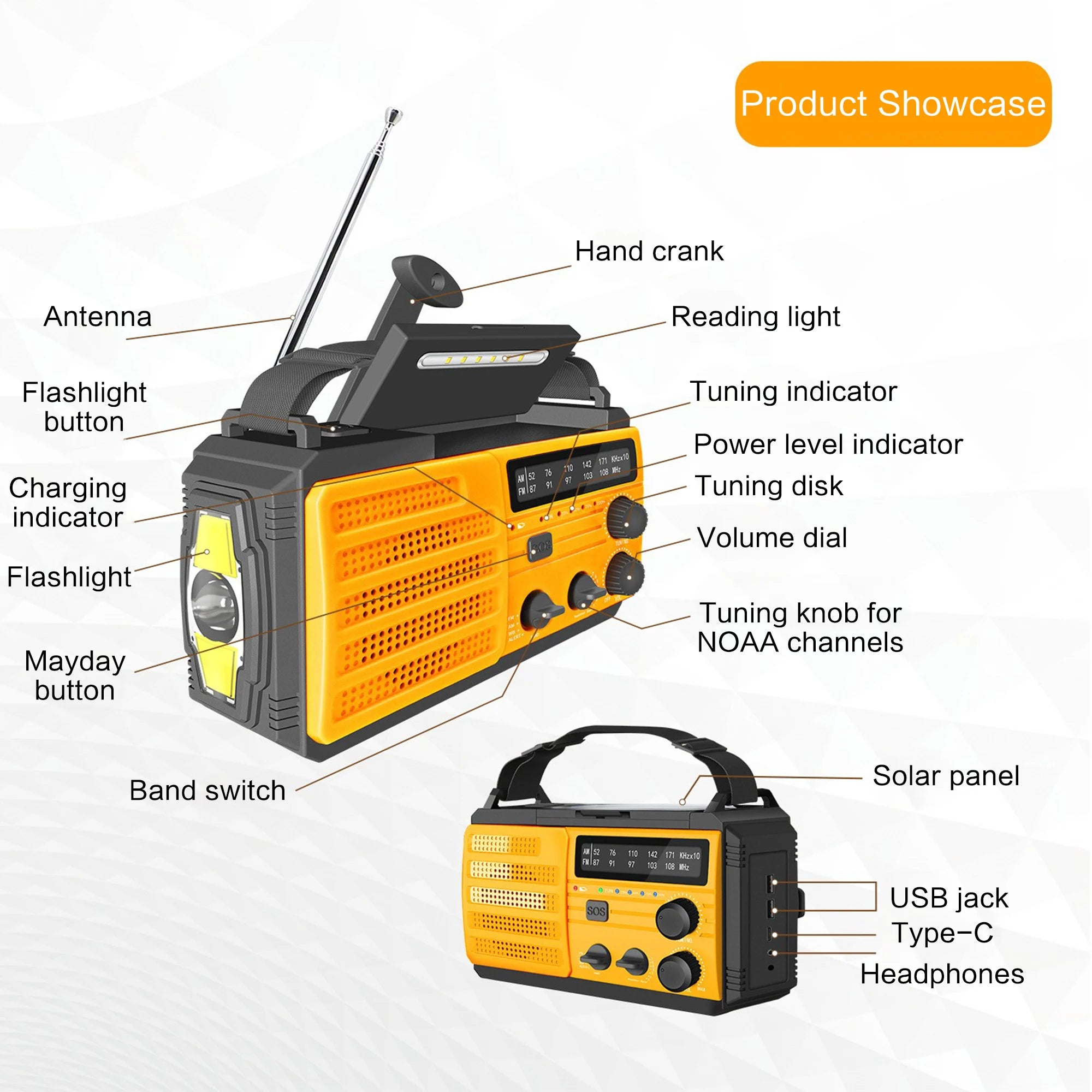 EverTrail Emergency Radio — Solar &amp; Hand Crank, 2000mAh