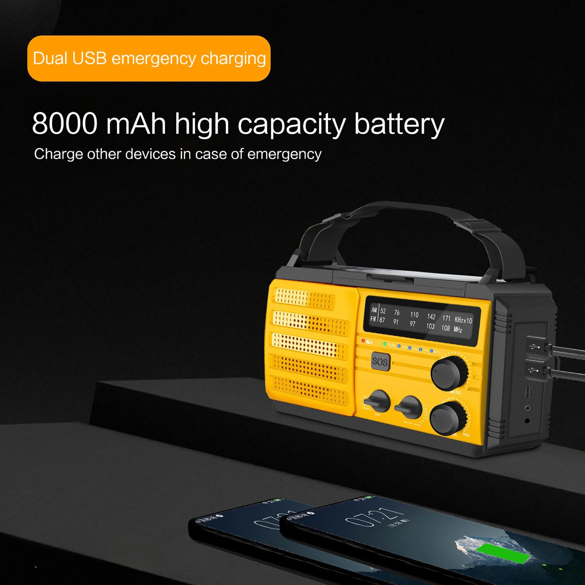 EverTrail Emergency Radio — Solar &amp; Hand Crank, 2000mAh