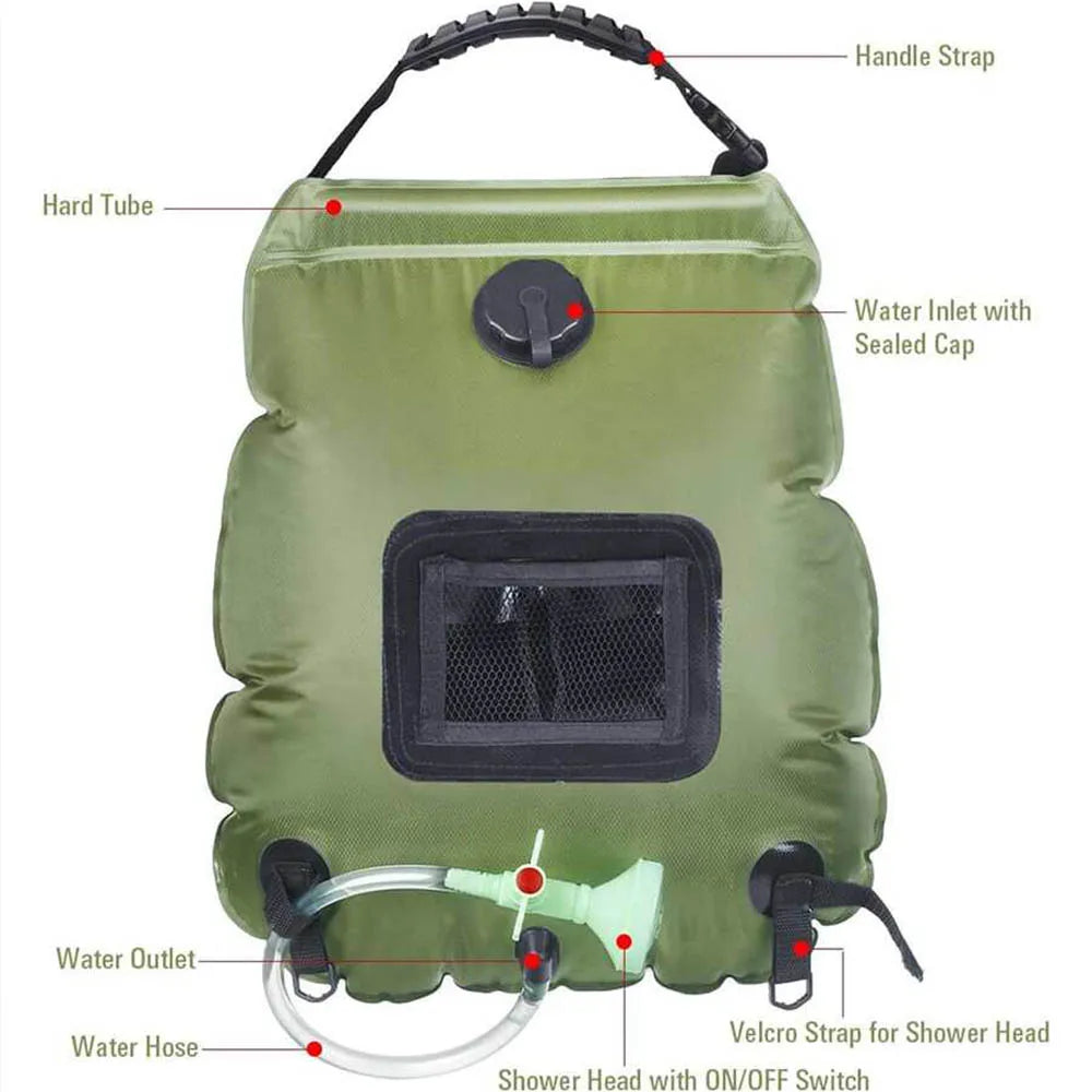 EverTrail Solar Shower Bag — 20L, 45°C