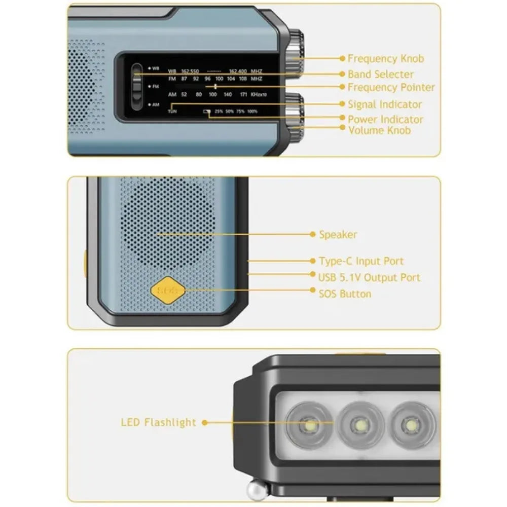 EverTrail Emergency Radio — Solar &amp; Hand Crank, 2000mAh