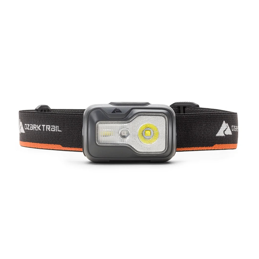 500 Lumen LED Headlamp – Multi-Color, Lightweight, Water Resistant, 4 Modes, 3 AAA Batteries Included – Gray/Orange