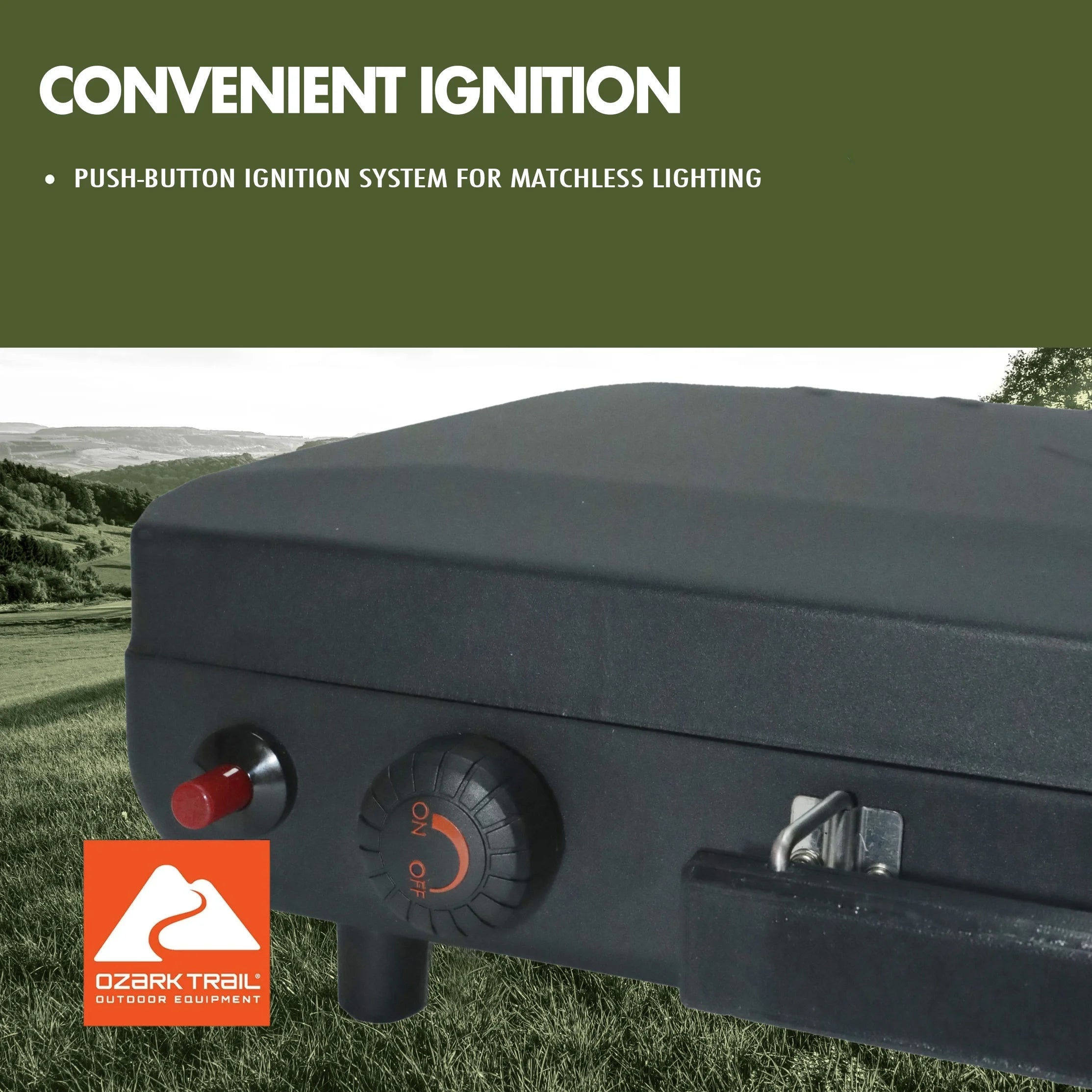 2 Burner Black Propane 2-In-1 Portable Camp Stove and Grill, Model GCT2220WB, New