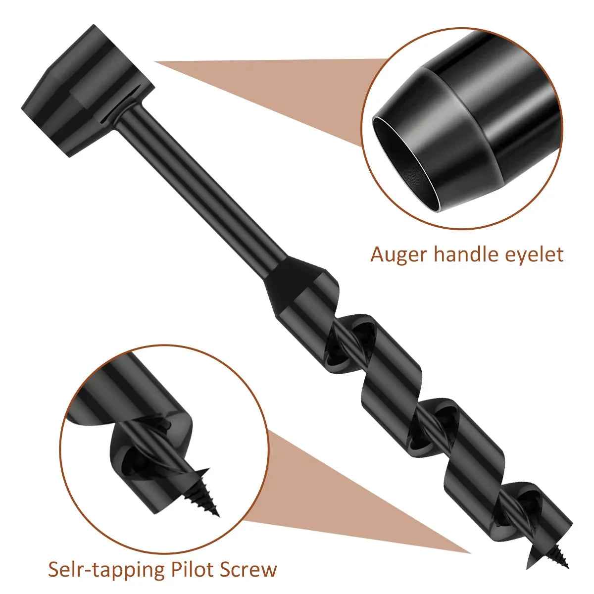 Bushcraft Hand Drill Carbon Steel Manual Auger Drill Portable Manual Survival Drill Bit Self-Tapping Survival Wood Punch Tool