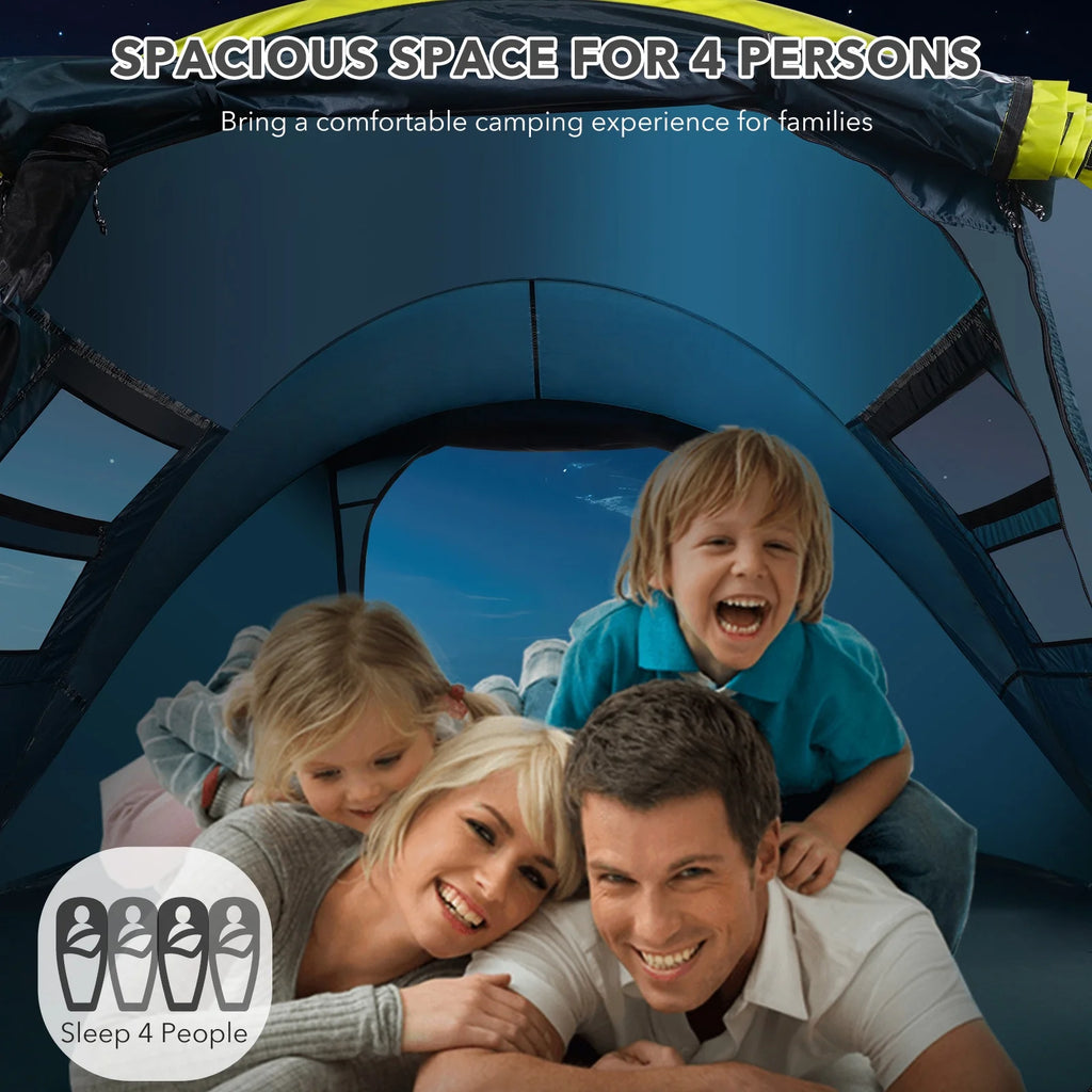 4 Person Instant Camping Tent – Automatic Pop Up, Lightweight & Portable Family Shelter