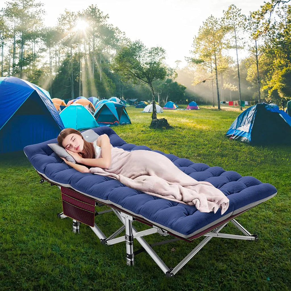 XL 2 Packs Folding Camping Cots with 2 Sided Mattress & Carry Bag, 75"*28" Sleeping Cot, Foldable Guest Beds Cot, Supports up to 880 Lbs
